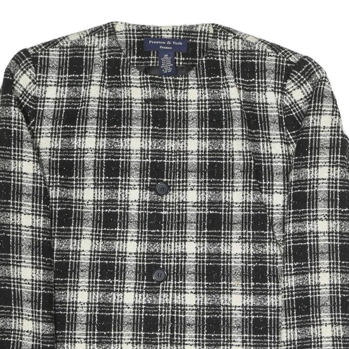 PRESTON & YORK Womens Black & White Check Coach Jacket UK 16 Polyester Blend