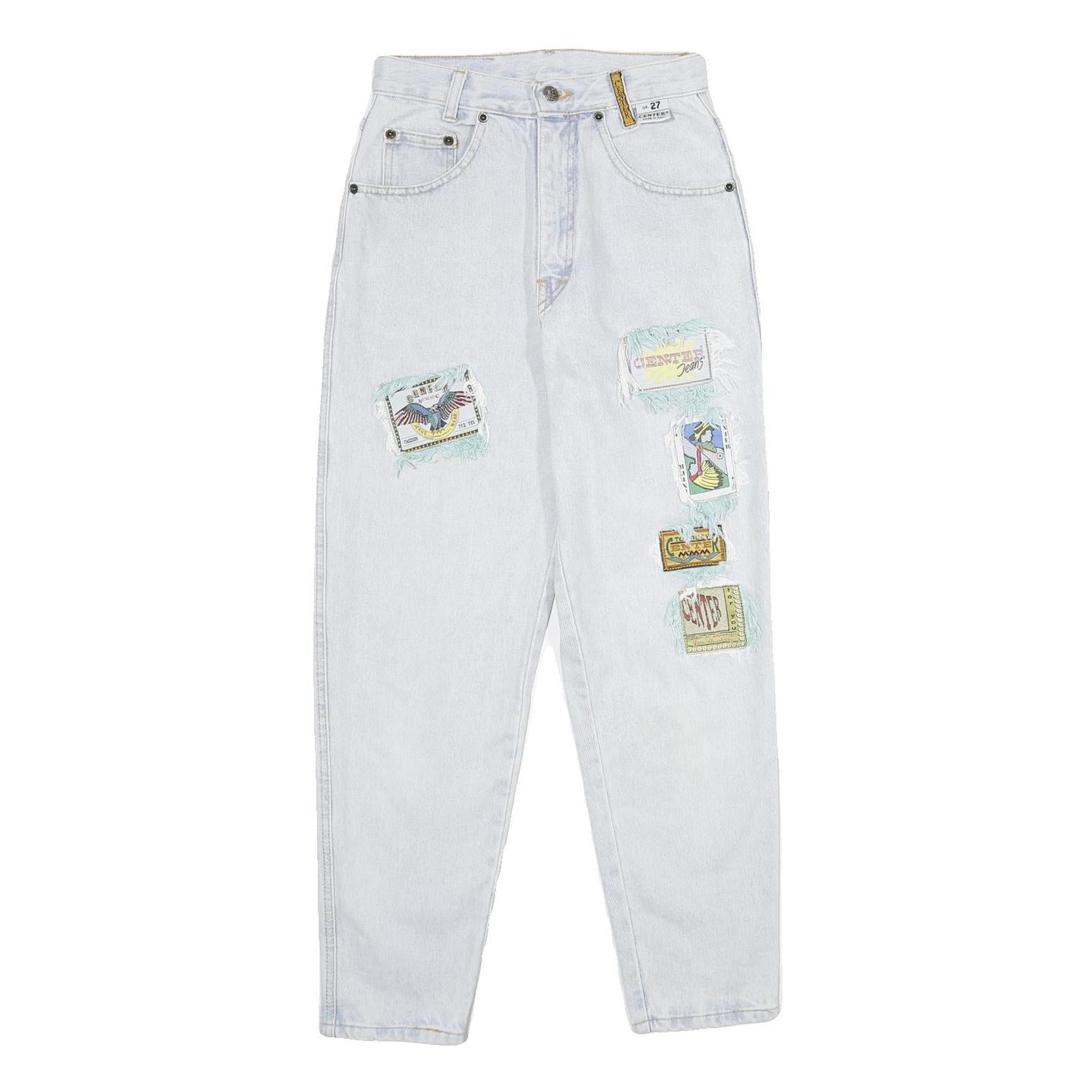 CENTER Womens Jeans Classic Cotton Light W24 L28 Patchwork Casual Denim