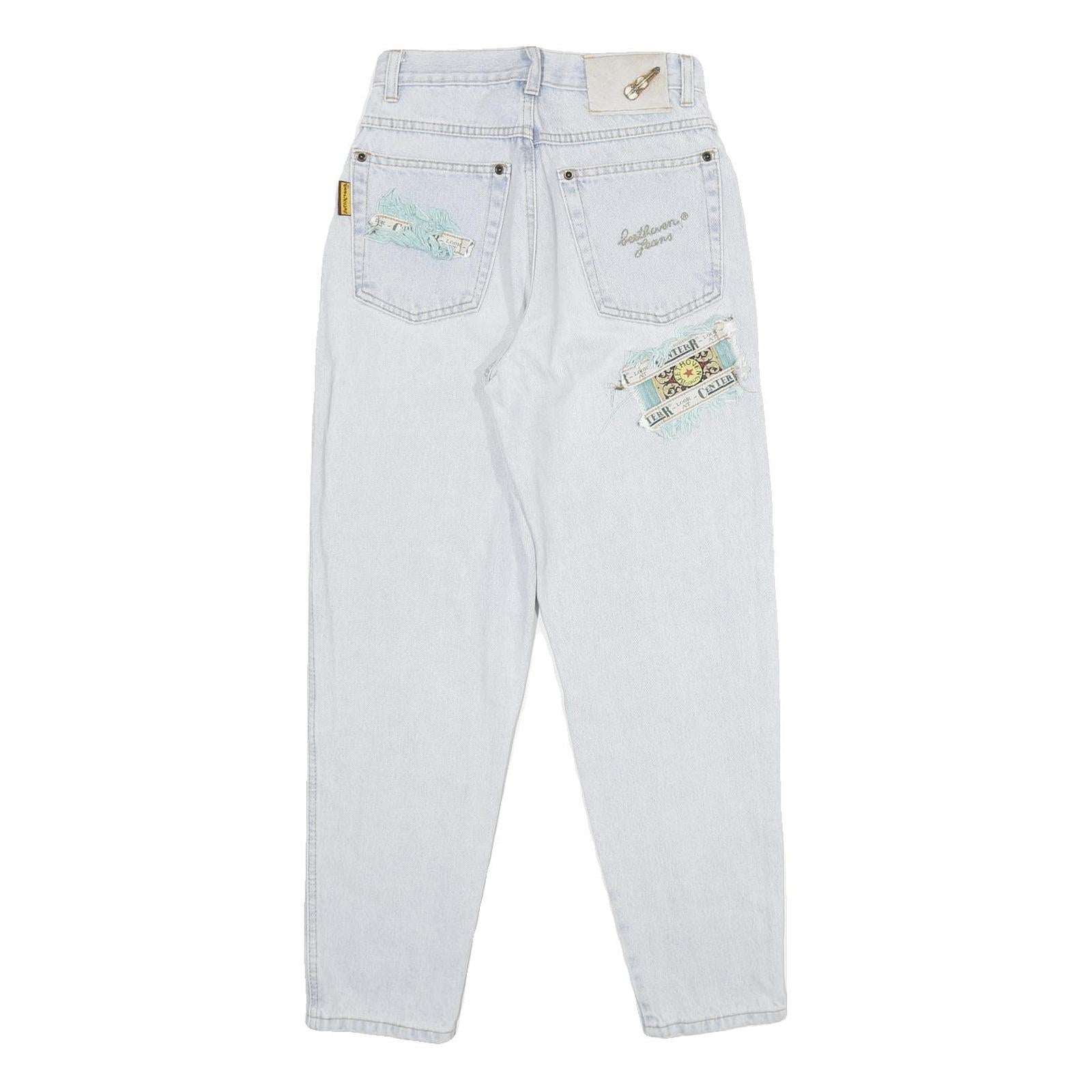 CENTER Womens Jeans Classic Cotton Light W24 L28 Patchwork Casual Denim