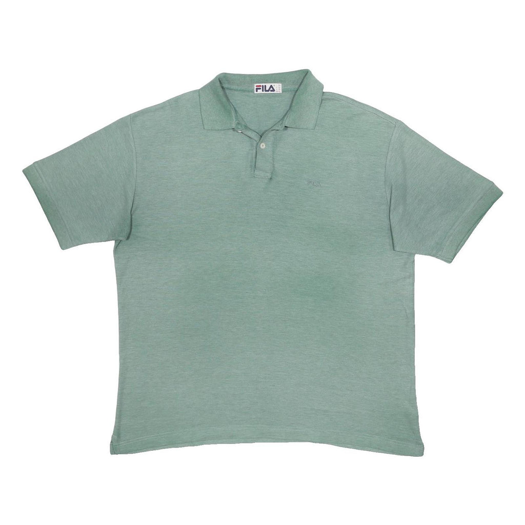 FILA Mens Green Plain Cotton Blend Polo Shirt Short Sleeve XL Casual Summer