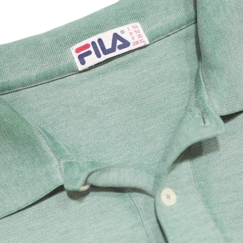 FILA Mens Green Plain Cotton Blend Polo Shirt Short Sleeve XL Casual Summer