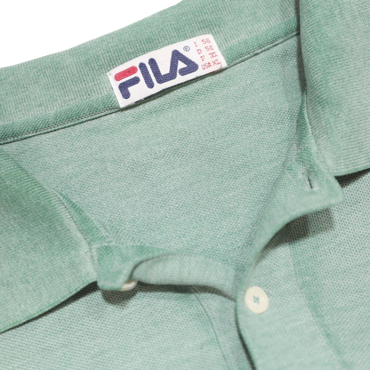 FILA Mens Green Plain Cotton Blend Polo Shirt Short Sleeve XL Casual Summer