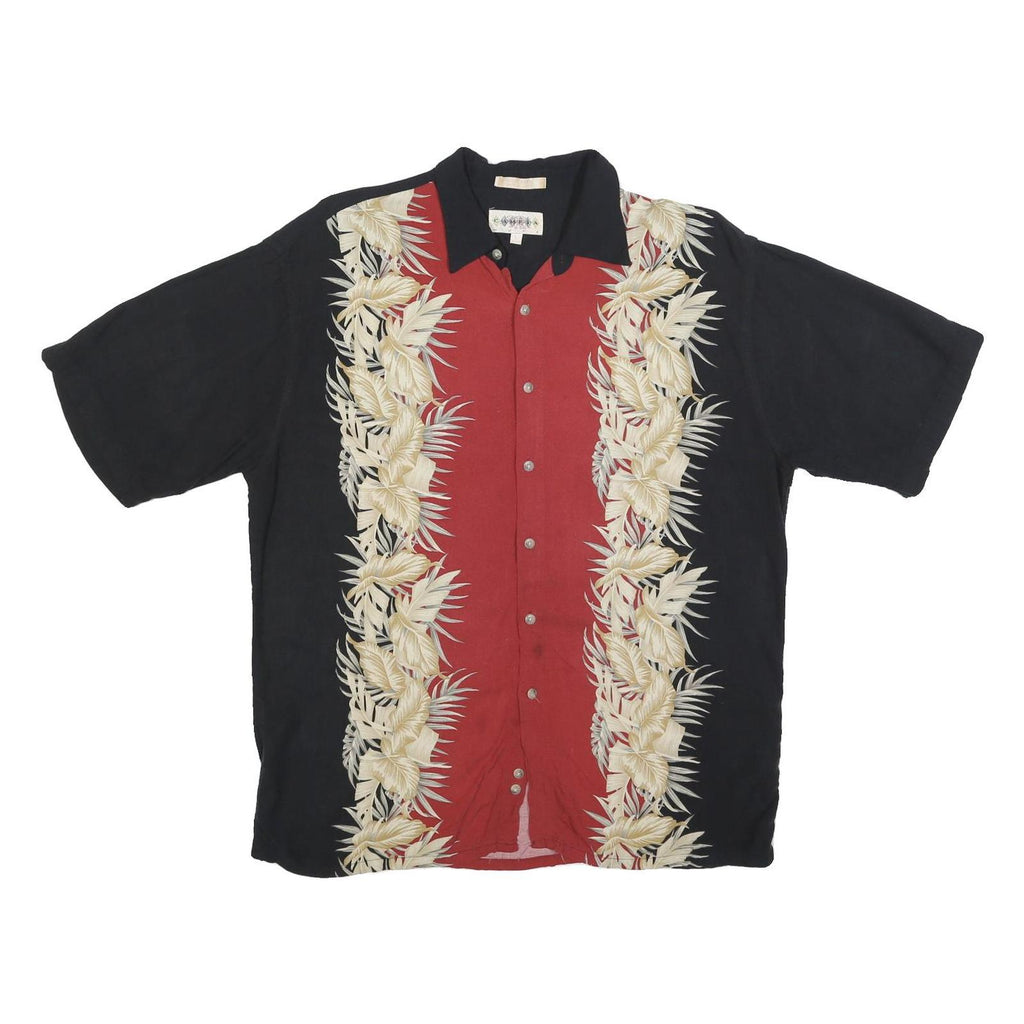 CAMPIA Mens Black & Red Rayon Short Sleeve Shirt L Hawaiian Style