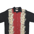 CAMPIA Mens Black & Red Rayon Short Sleeve Shirt L Hawaiian Style