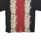 CAMPIA Mens Black & Red Rayon Short Sleeve Shirt L Hawaiian Style
