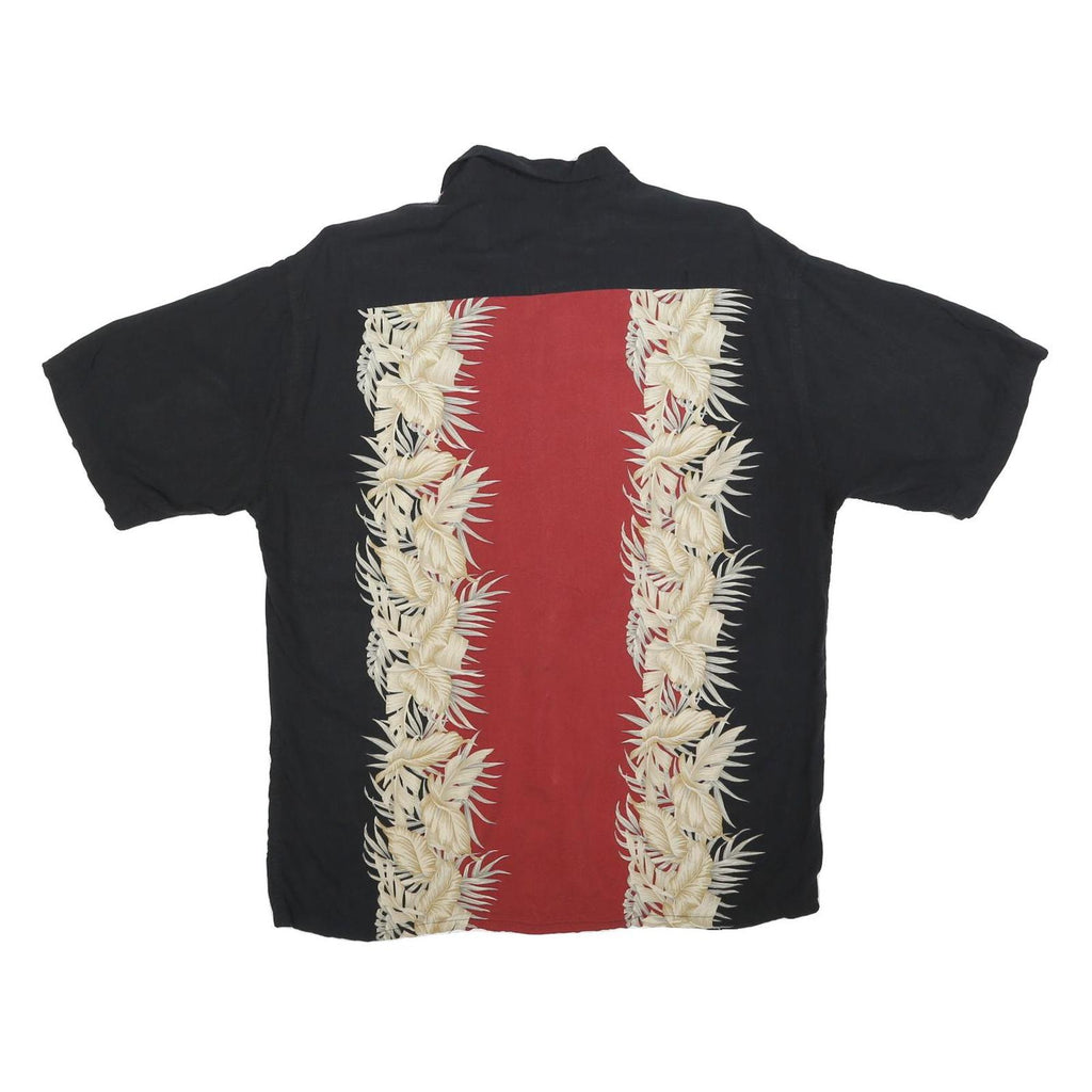 CAMPIA Mens Black & Red Rayon Short Sleeve Shirt L Hawaiian Style
