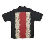 CAMPIA Mens Black & Red Rayon Short Sleeve Shirt L Hawaiian Style