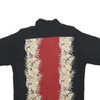 CAMPIA Mens Black & Red Rayon Short Sleeve Shirt L Hawaiian Style