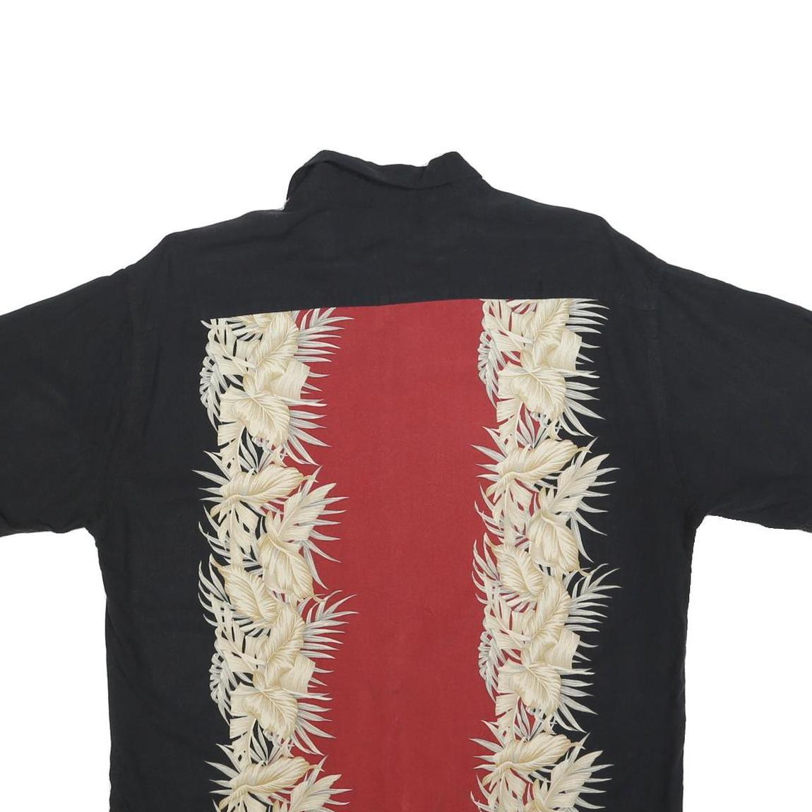 CAMPIA Mens Black & Red Rayon Short Sleeve Shirt L Hawaiian Style