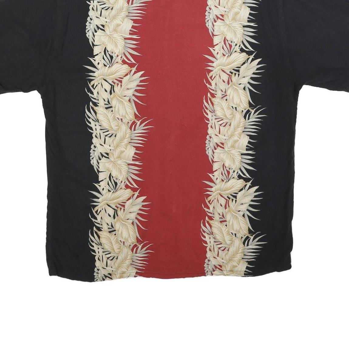 CAMPIA Mens Black & Red Rayon Short Sleeve Shirt L Hawaiian Style