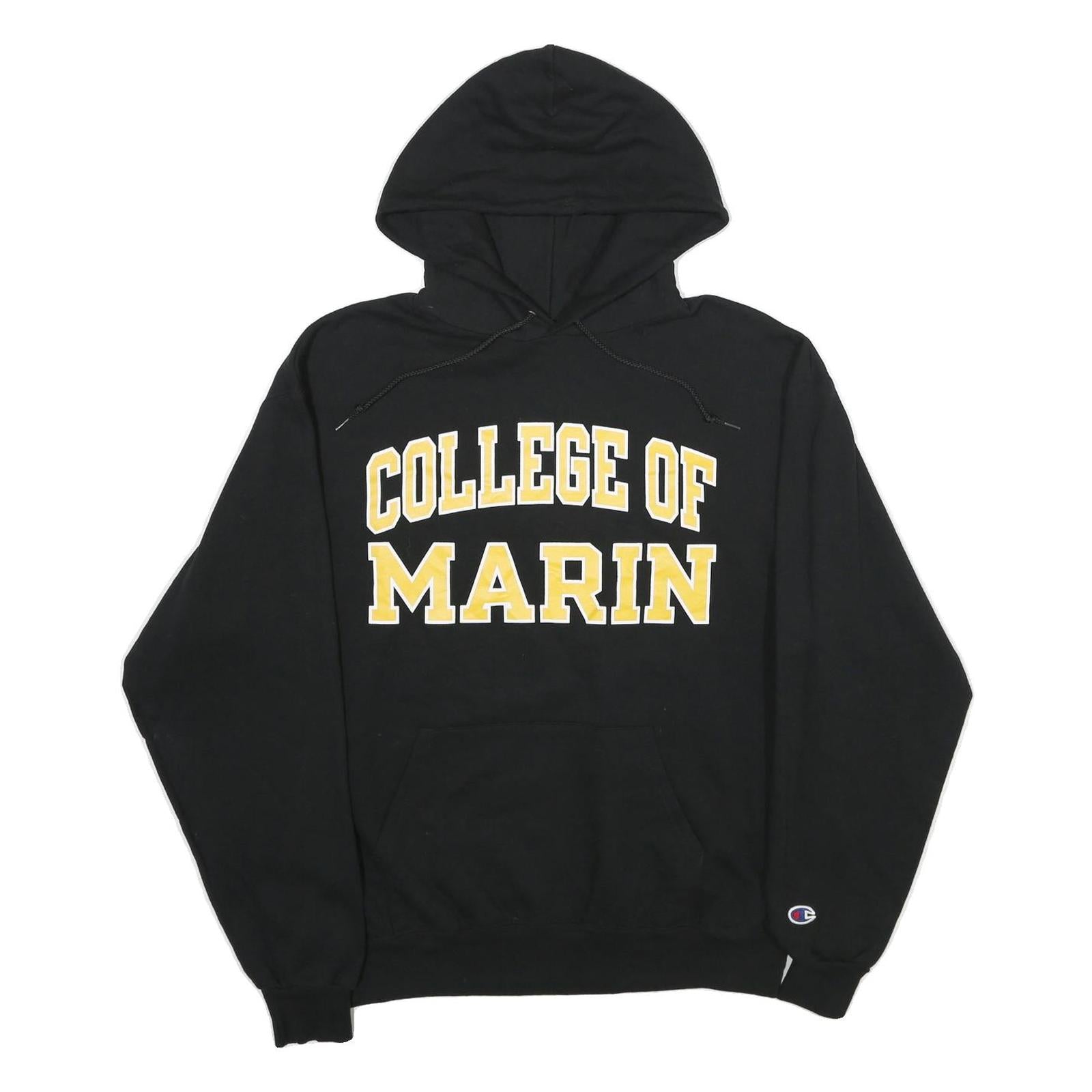 CHAMPION Mens Black College Of Marin Pullover Hoodie L Cotton Blend