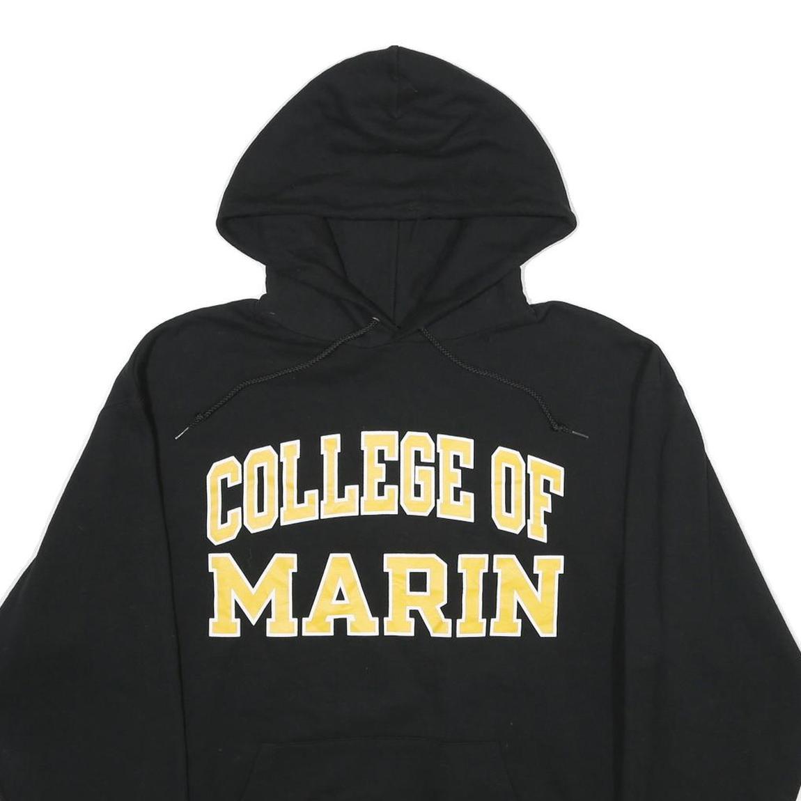 CHAMPION Mens Black College Of Marin Pullover Hoodie L Cotton Blend