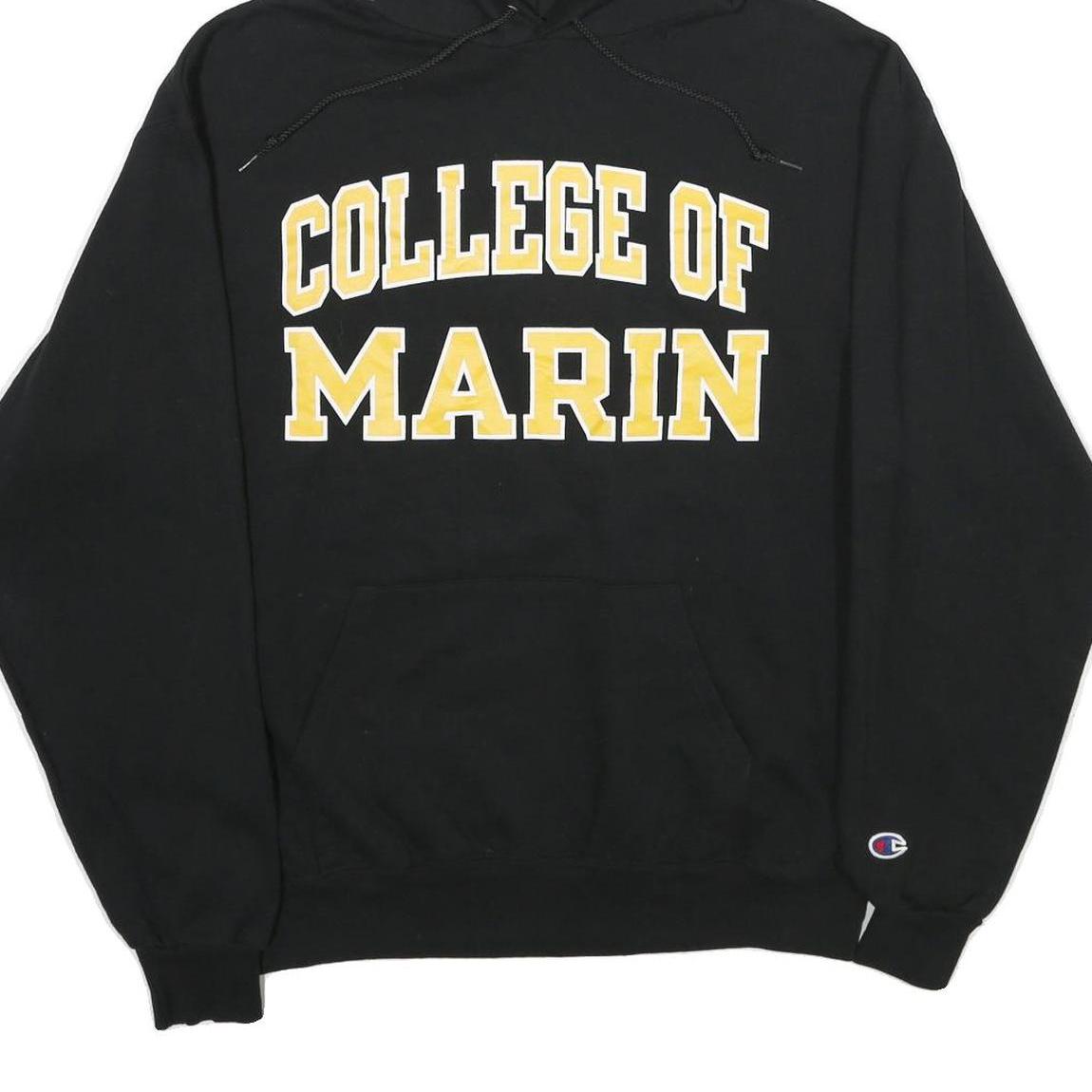 CHAMPION Mens Black College Of Marin Pullover Hoodie L Cotton Blend