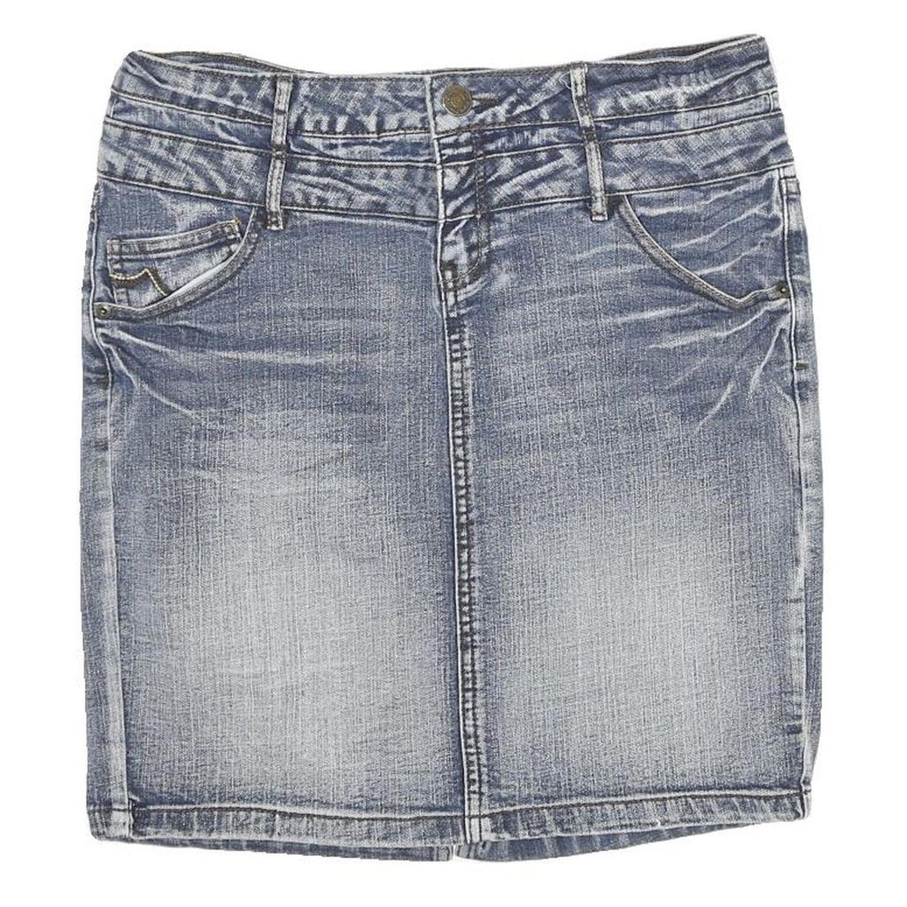 SUBLEVEL Womens Blue Denim Mini Cotton Blend Skirt XL Casual Fitted Style