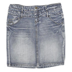 SUBLEVEL Womens Blue Denim Mini Cotton Blend Skirt XL Casual Fitted Style