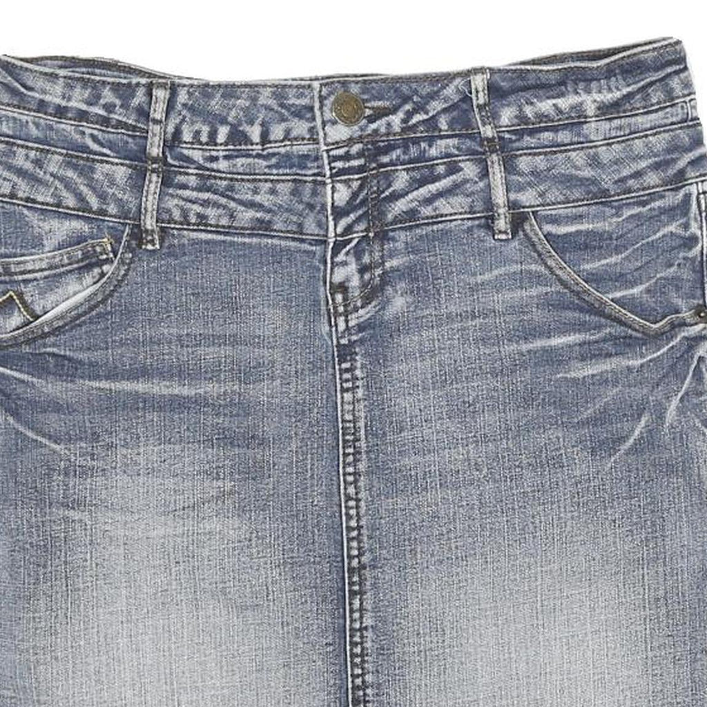 SUBLEVEL Womens Blue Denim Mini Cotton Blend Skirt XL Casual Fitted Style