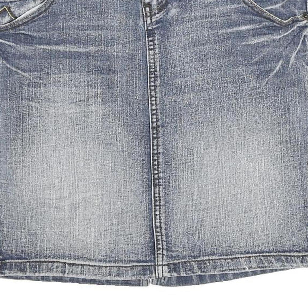 SUBLEVEL Womens Blue Denim Mini Cotton Blend Skirt XL Casual Fitted Style