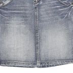SUBLEVEL Womens Blue Denim Mini Cotton Blend Skirt XL Casual Fitted Style
