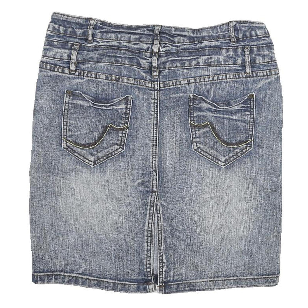 SUBLEVEL Womens Blue Denim Mini Cotton Blend Skirt XL Casual Fitted Style
