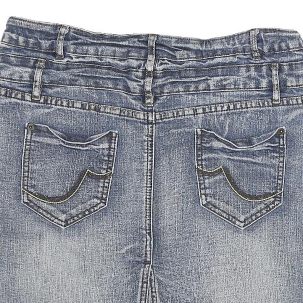 SUBLEVEL Womens Blue Denim Mini Cotton Blend Skirt XL Casual Fitted Style