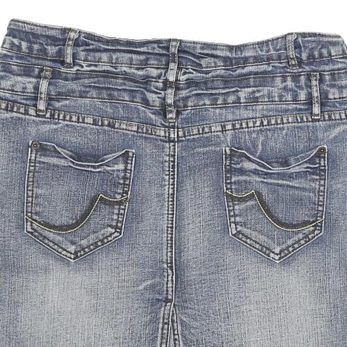 SUBLEVEL Womens Blue Denim Mini Cotton Blend Skirt XL Casual Fitted Style