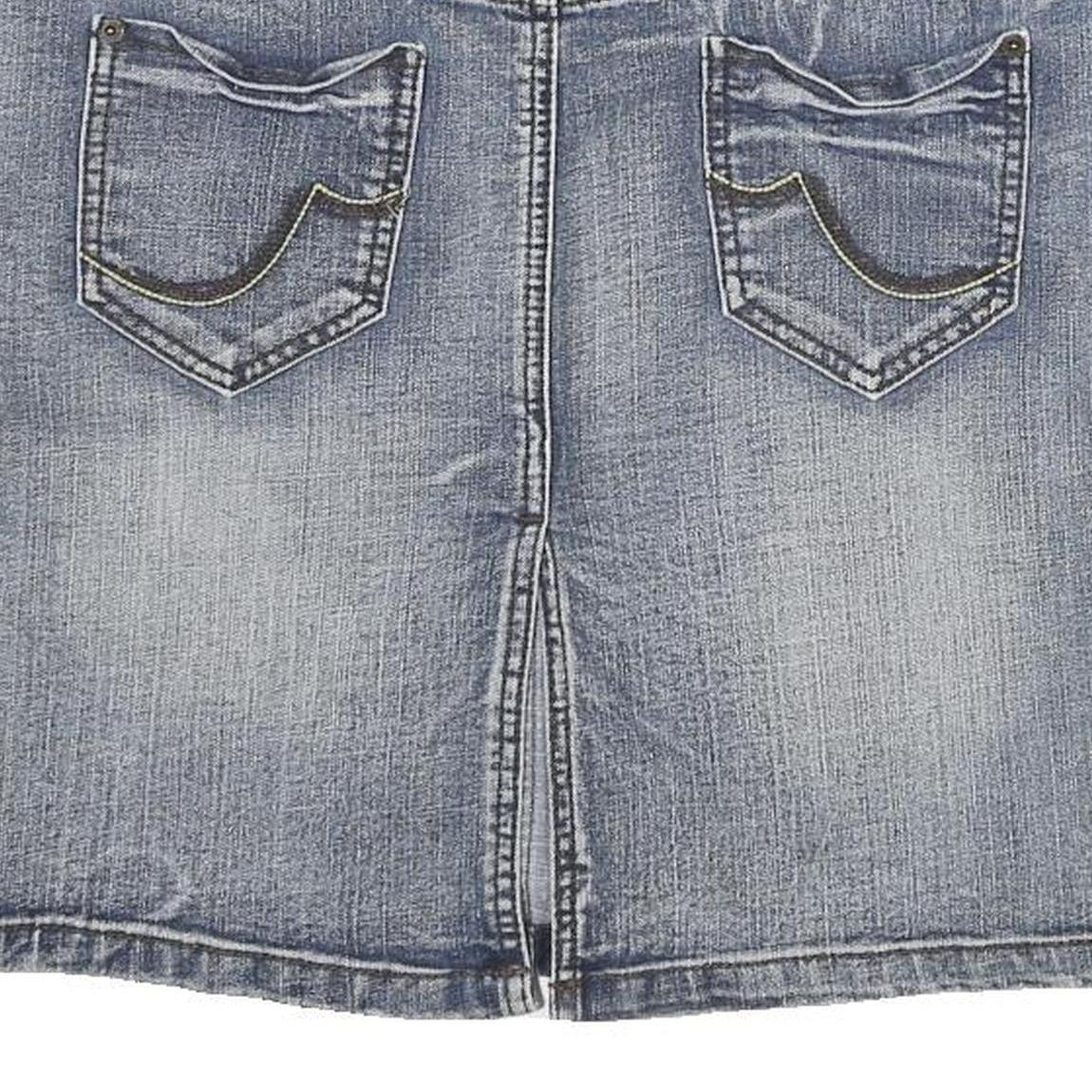 SUBLEVEL Womens Blue Denim Mini Cotton Blend Skirt XL Casual Fitted Style