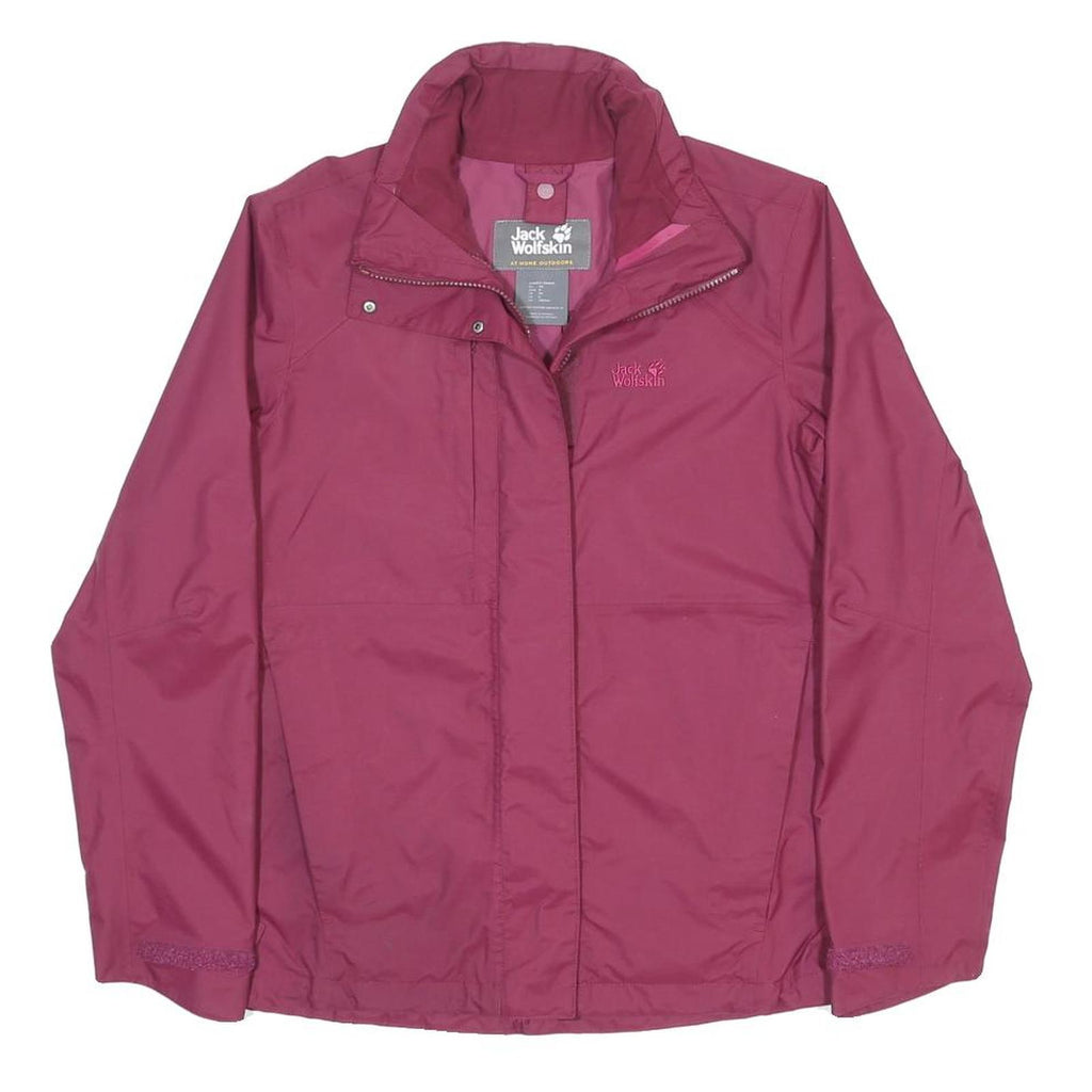 JACK WOLFSKIN Womens Maroon Outdoor Jacket XS Synthetic Zip Plain Lightweight