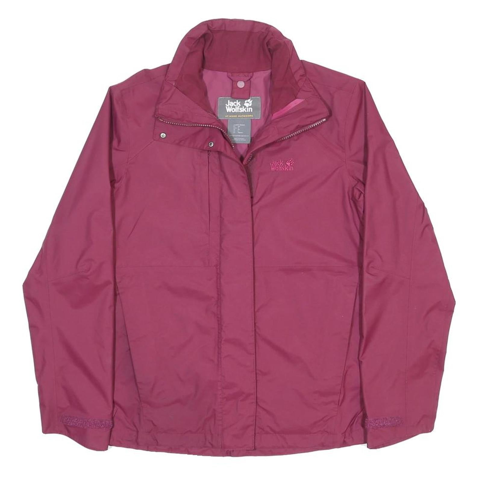 JACK WOLFSKIN Womens Maroon Outdoor Jacket XS Synthetic Zip Plain Lightweight