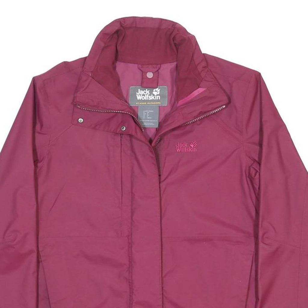 JACK WOLFSKIN Womens Maroon Outdoor Jacket XS Synthetic Zip Plain Lightweight