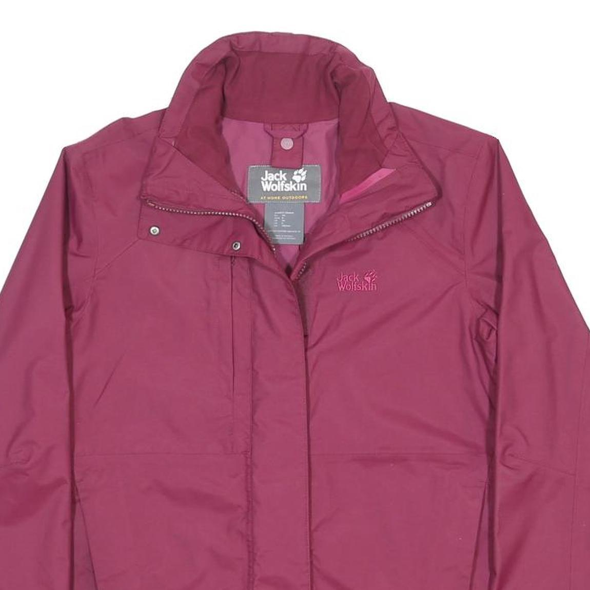 JACK WOLFSKIN Womens Maroon Outdoor Jacket XS Synthetic Zip Plain Lightweight