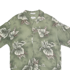 PIERRE CARDIN Mens Green Rayon Hawaiian Shirt L Summer Relaxed Fit Tropical