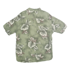 PIERRE CARDIN Mens Green Rayon Hawaiian Shirt L Summer Relaxed Fit Tropical