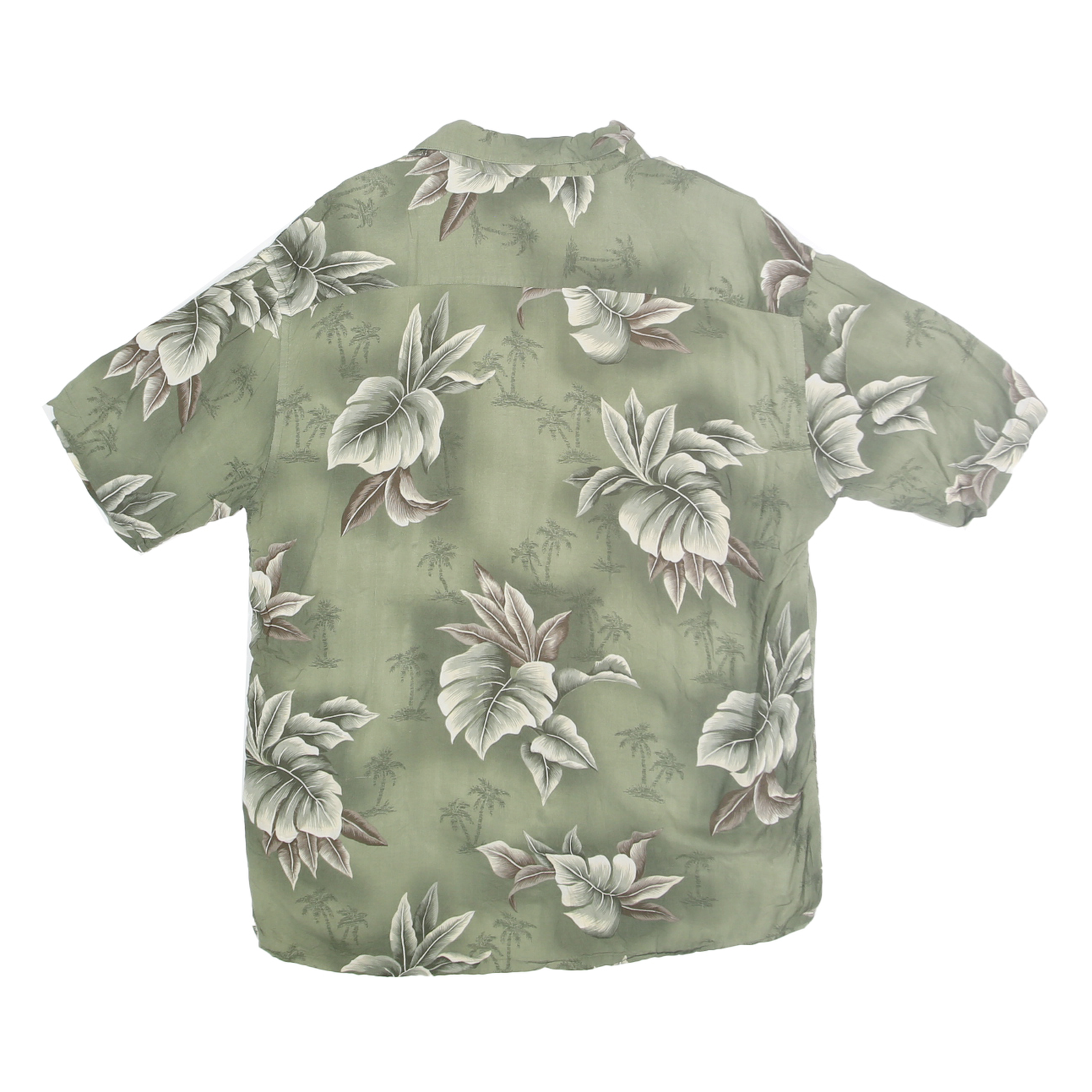 PIERRE CARDIN Mens Green Rayon Hawaiian Shirt L Summer Relaxed Fit Tropical