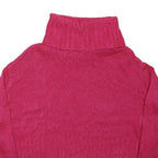 BRAVE SOUL Womens Pink Plain Pullover Roll Neck Chunky Knit Jumper L Crop Style