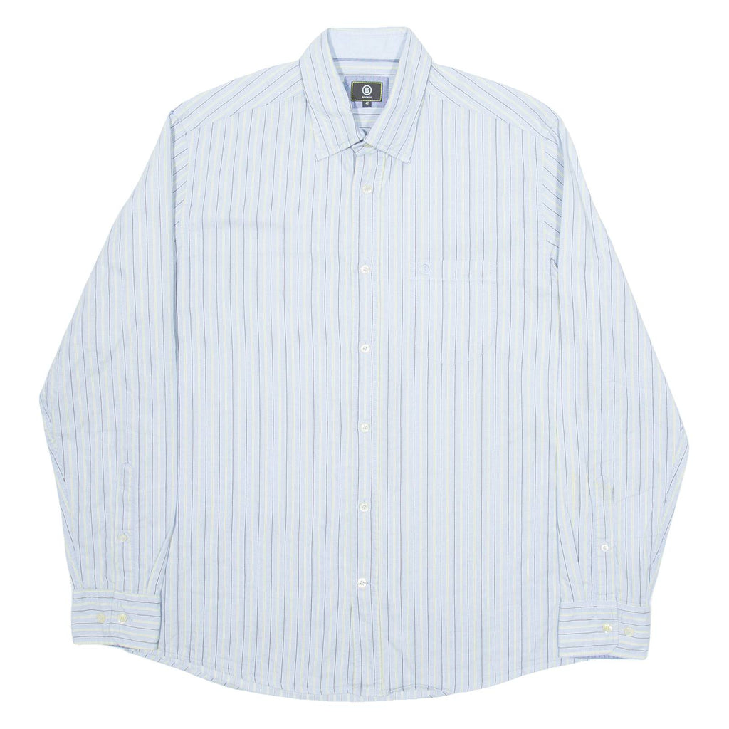 BOGNER Mens Shirt Blue Striped Long Sleeve L