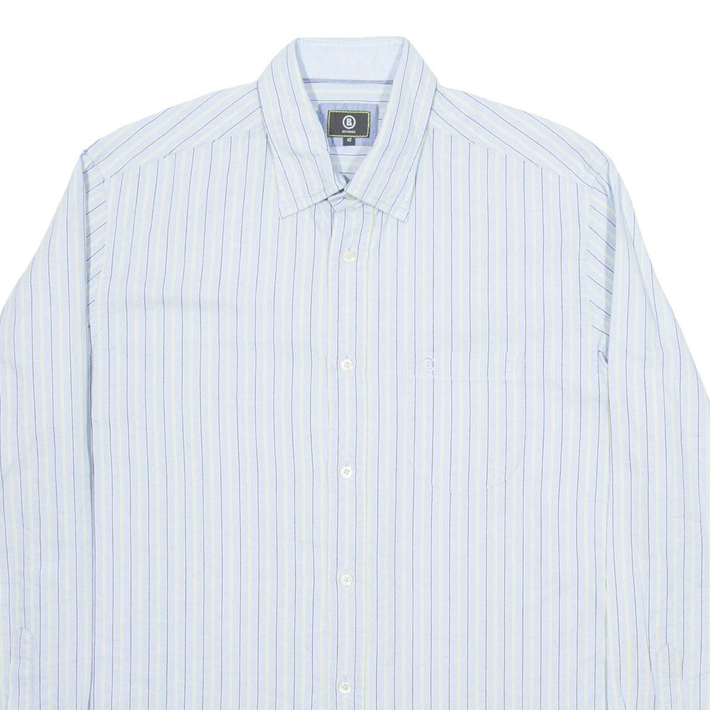 BOGNER Mens Shirt Blue Striped Long Sleeve L