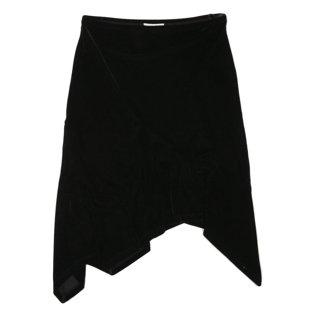 LAURA ASHLEY Womens Black Cotton Blend Asymmetric Midi Skirt UK 14 Stylish Soft