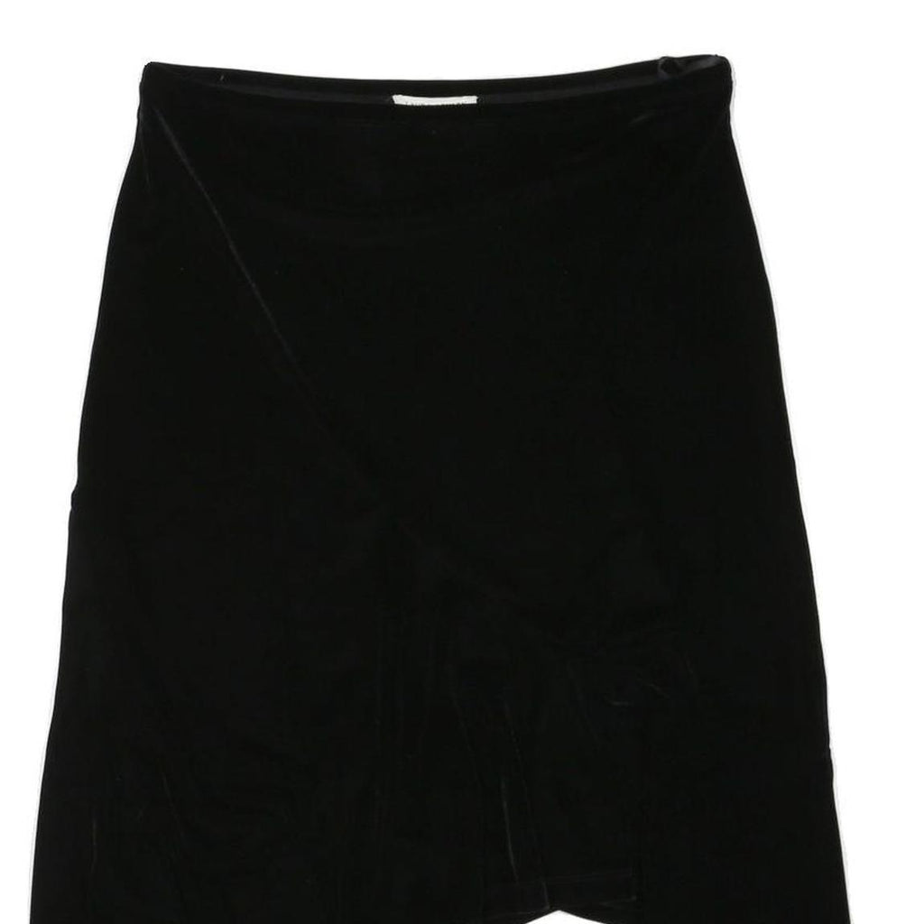 LAURA ASHLEY Womens Black Cotton Blend Asymmetric Midi Skirt UK 14 Stylish Soft