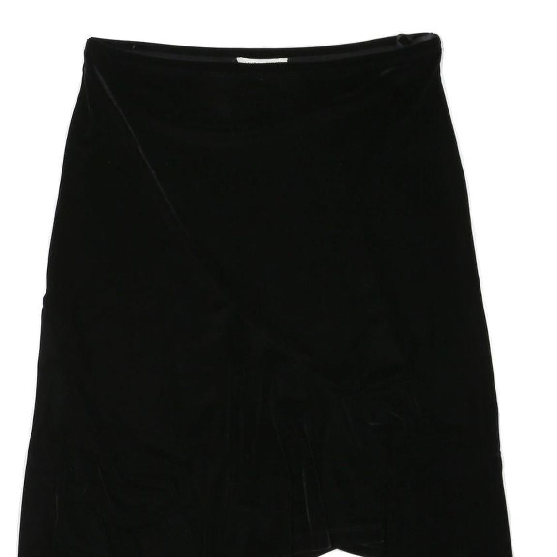 LAURA ASHLEY Womens Black Cotton Blend Asymmetric Midi Skirt UK 14 Stylish Soft