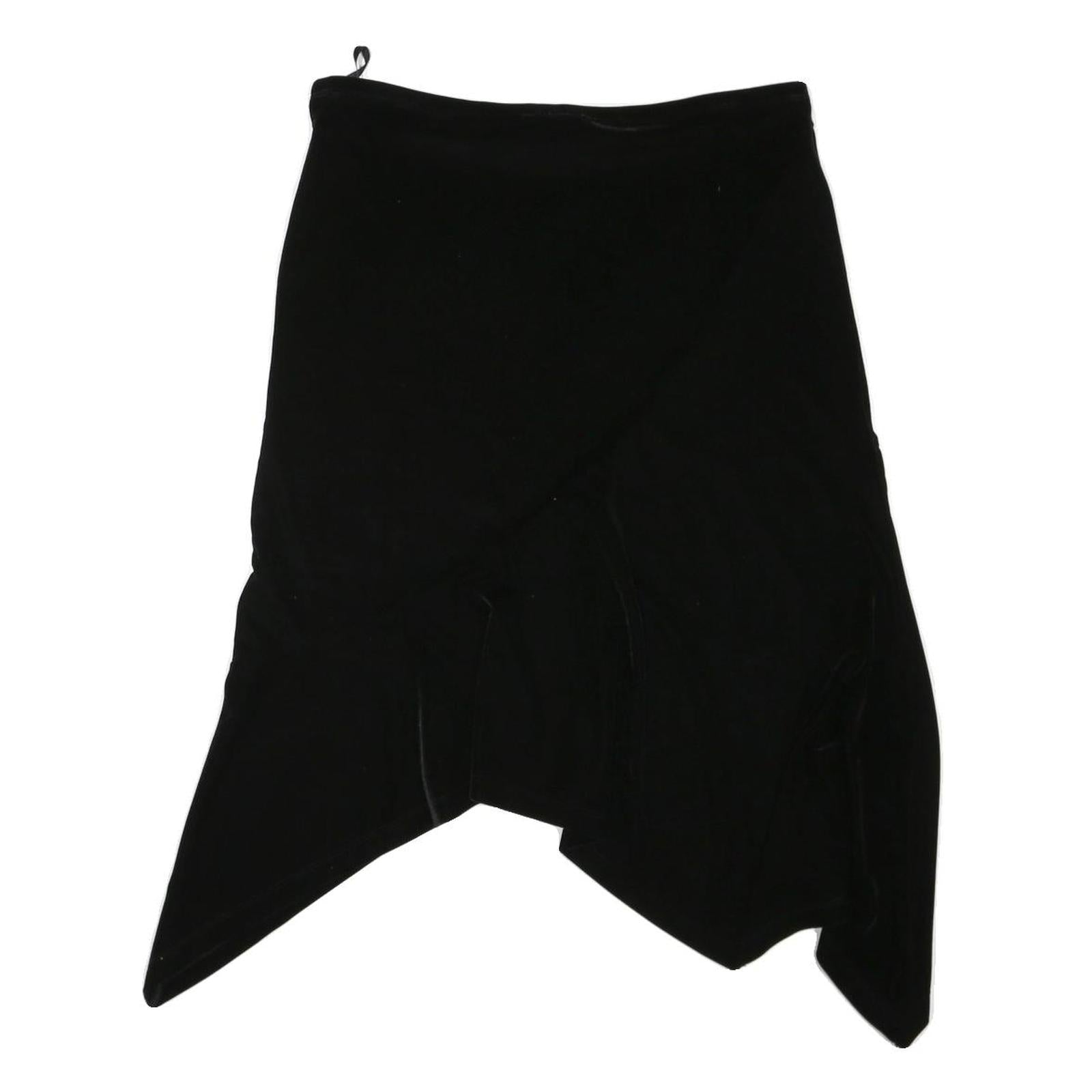 LAURA ASHLEY Womens Black Cotton Blend Asymmetric Midi Skirt UK 14 Stylish Soft