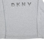 DKNY Womens Grey Sweatshirt Crew Neck L Logo Print Cotton Blend Pullover