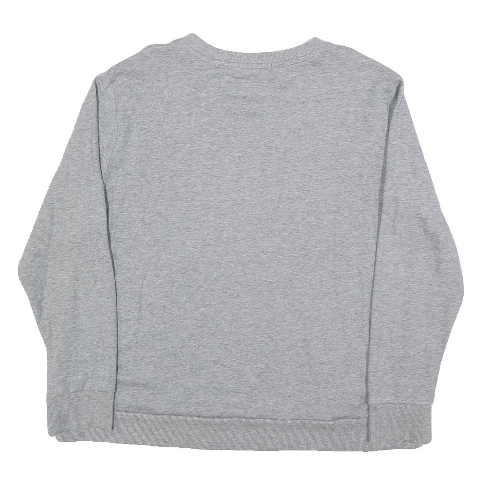 DKNY Womens Grey Sweatshirt Crew Neck L Logo Print Cotton Blend Pullover