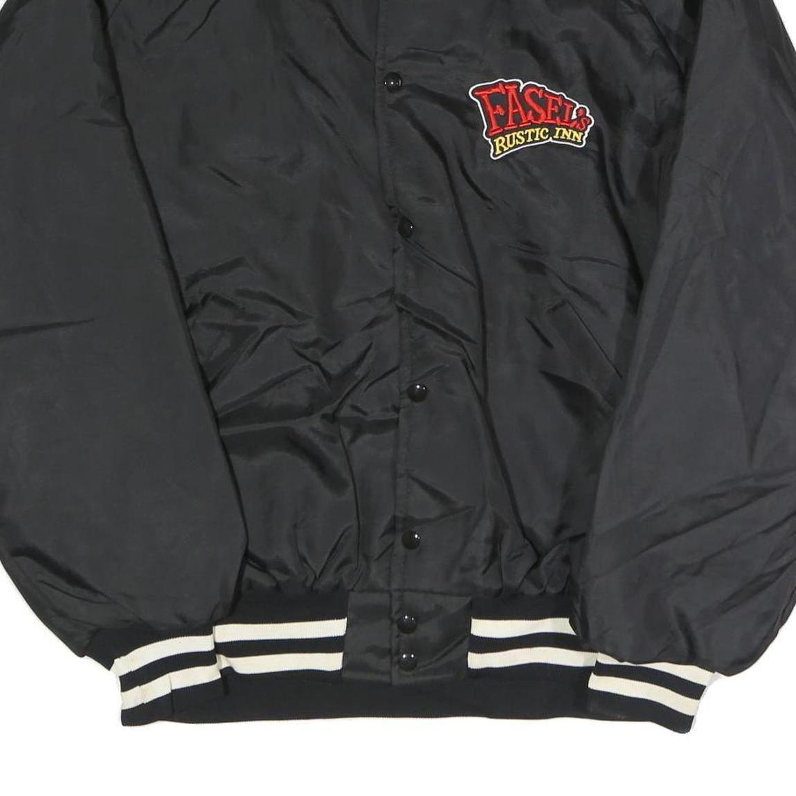 LEADER SPORTSWEAR Mens Black & Cream Fasel's Rustic Inn Jacket XL Nylon Plain