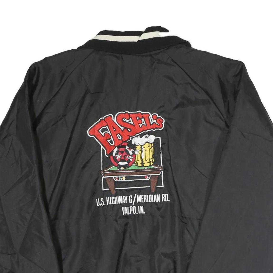 LEADER SPORTSWEAR Mens Black & Cream Fasel's Rustic Inn Jacket XL Nylon Plain