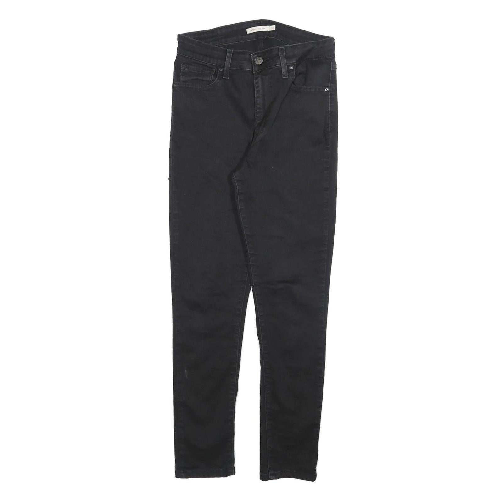 LEVI'S 721 Womens Jeans Black Slim Skinny Denim W29 L27 Stretch Zip