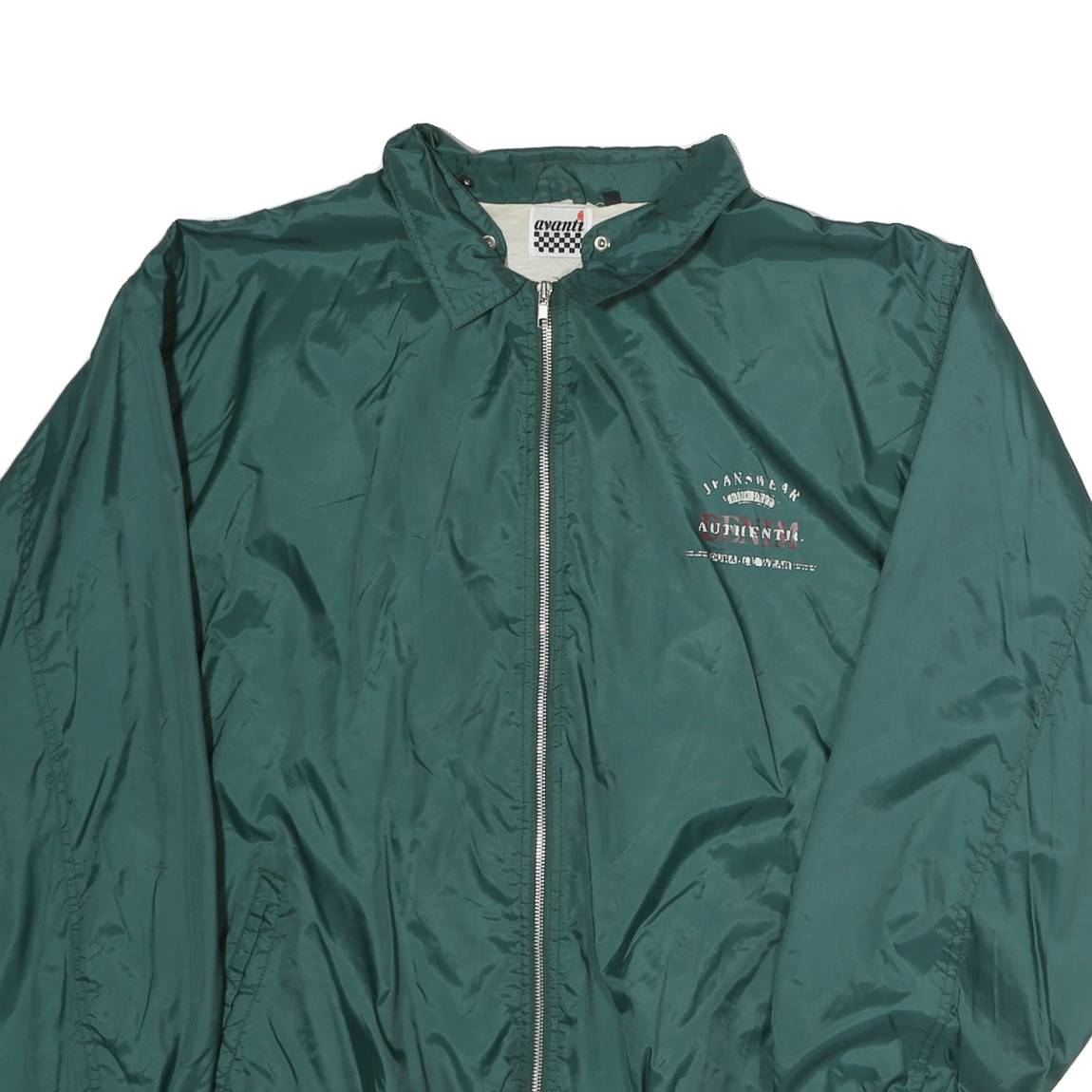 AVANTI Mens Green Coach Jacket XL Polyester Microfibre Plain Zip Lightweight
