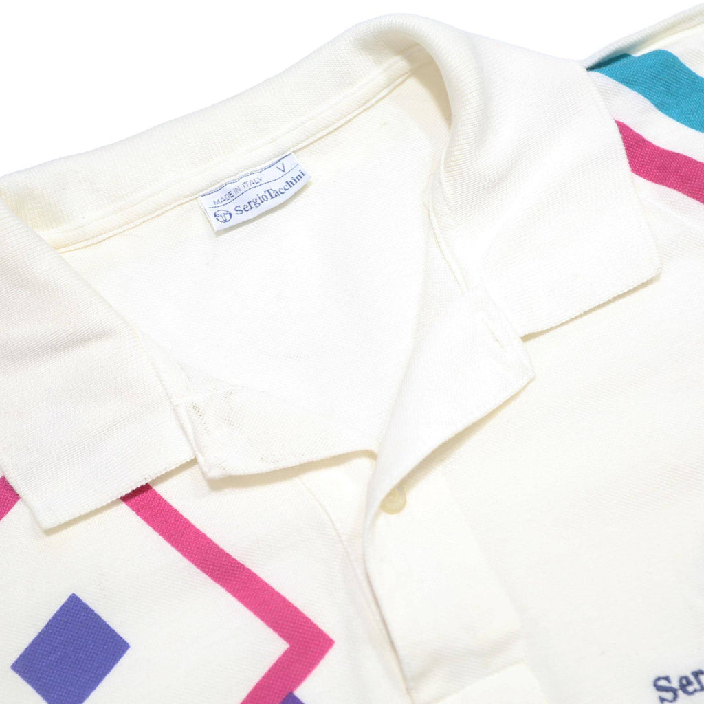 SERGIO TACCHINI Mens White & Pink Geometric Short Sleeve Polo Shirt L