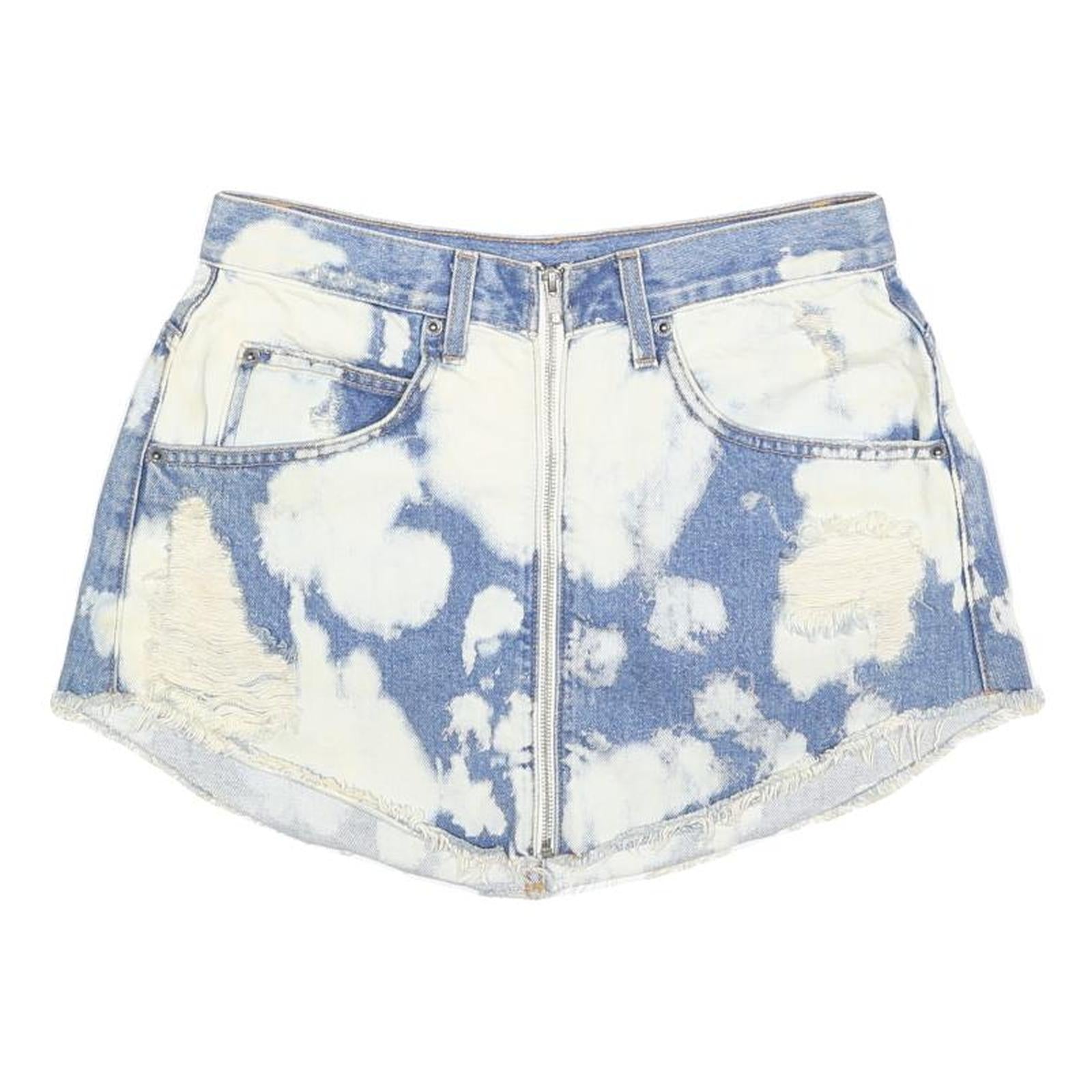 CARMAR Womens Blue & White Tie Dye Denim Mini Skirt Cotton Blend Zip M