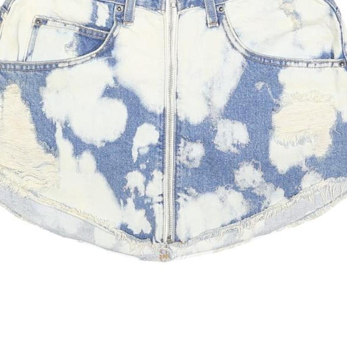 CARMAR Womens Blue & White Tie Dye Denim Mini Skirt Cotton Blend Zip M