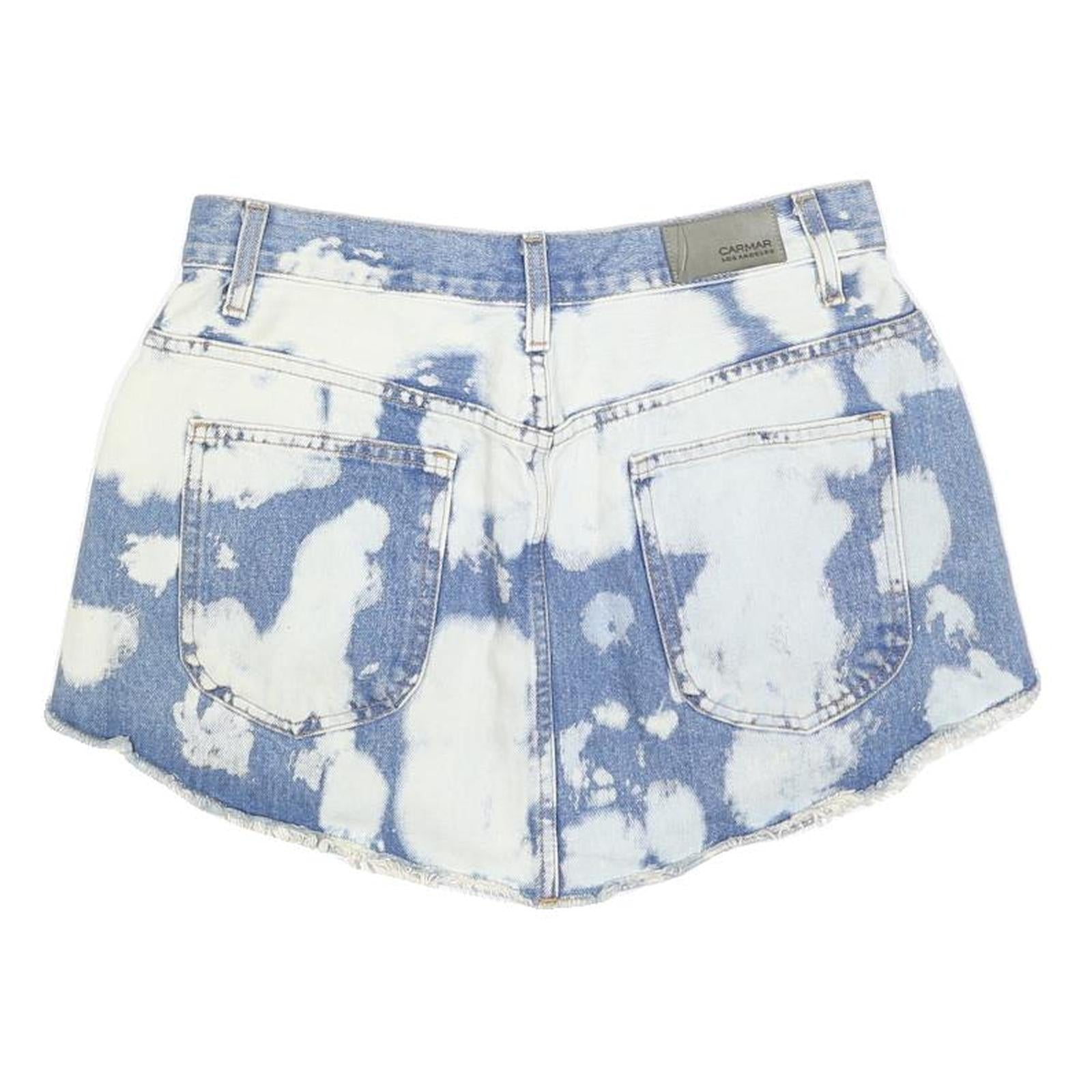 CARMAR Womens Blue & White Tie Dye Denim Mini Skirt Cotton Blend Zip M